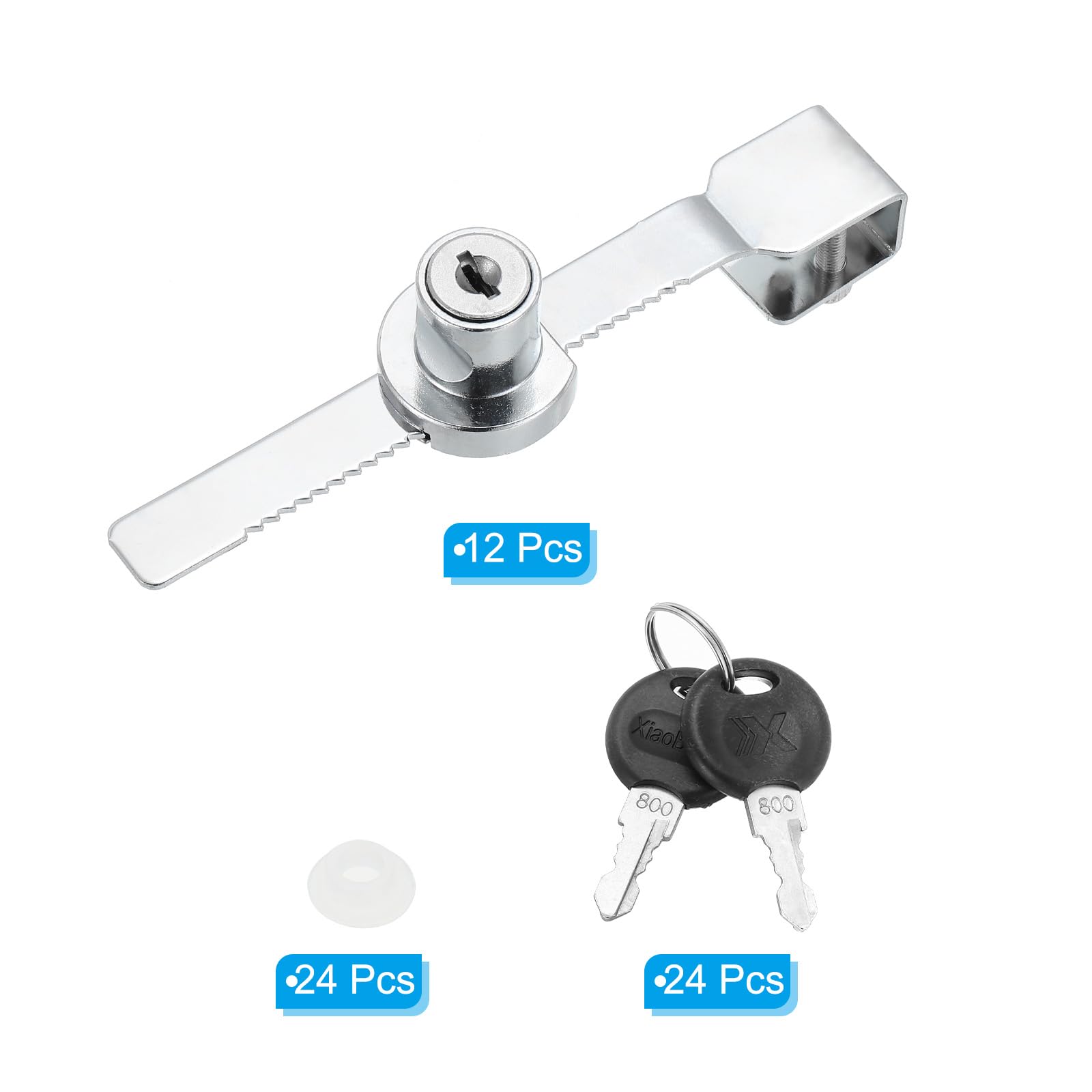 PATIKIL 12 Pack Sliding Glass Door Ratchet Lock with 24 Keys 5.6x0.6inch, Silver, 5.6x0.6 Inch - Image 3