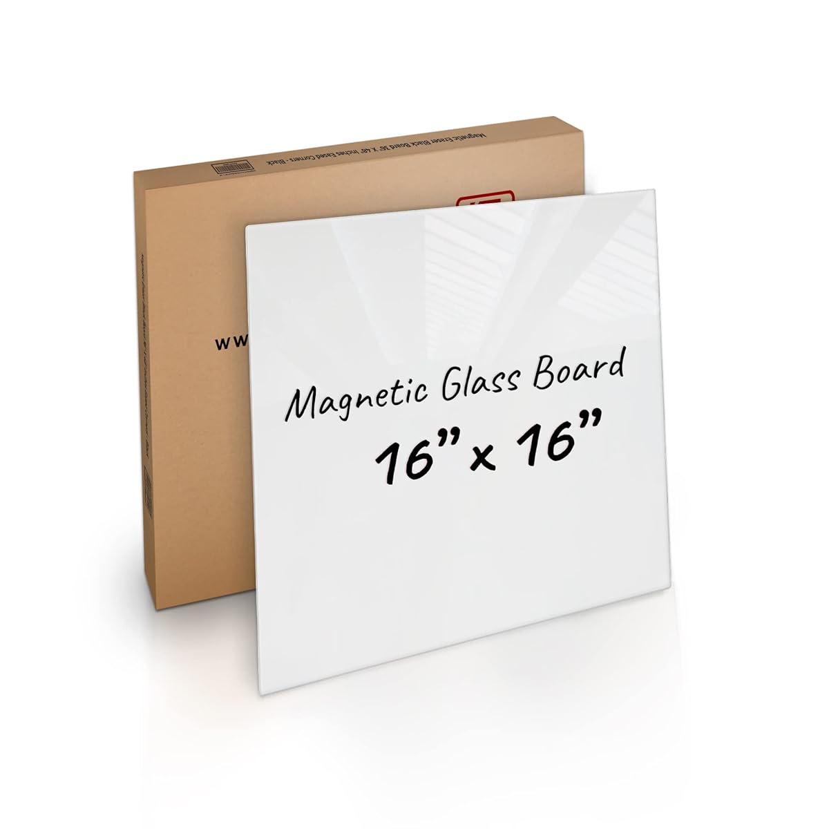 : Magnetic Eraser Black Board 16 x 16 Inches Eased Corners White Low Iron Glass