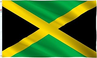Rhungift Jamaica Flag 3x5 Ft, Moderate-Outdoor Both Sides 100D Polyester,Canvas Header and Double Stitched - Brass Grommets for Easy Display,3' x 5' Jamaican National Flags