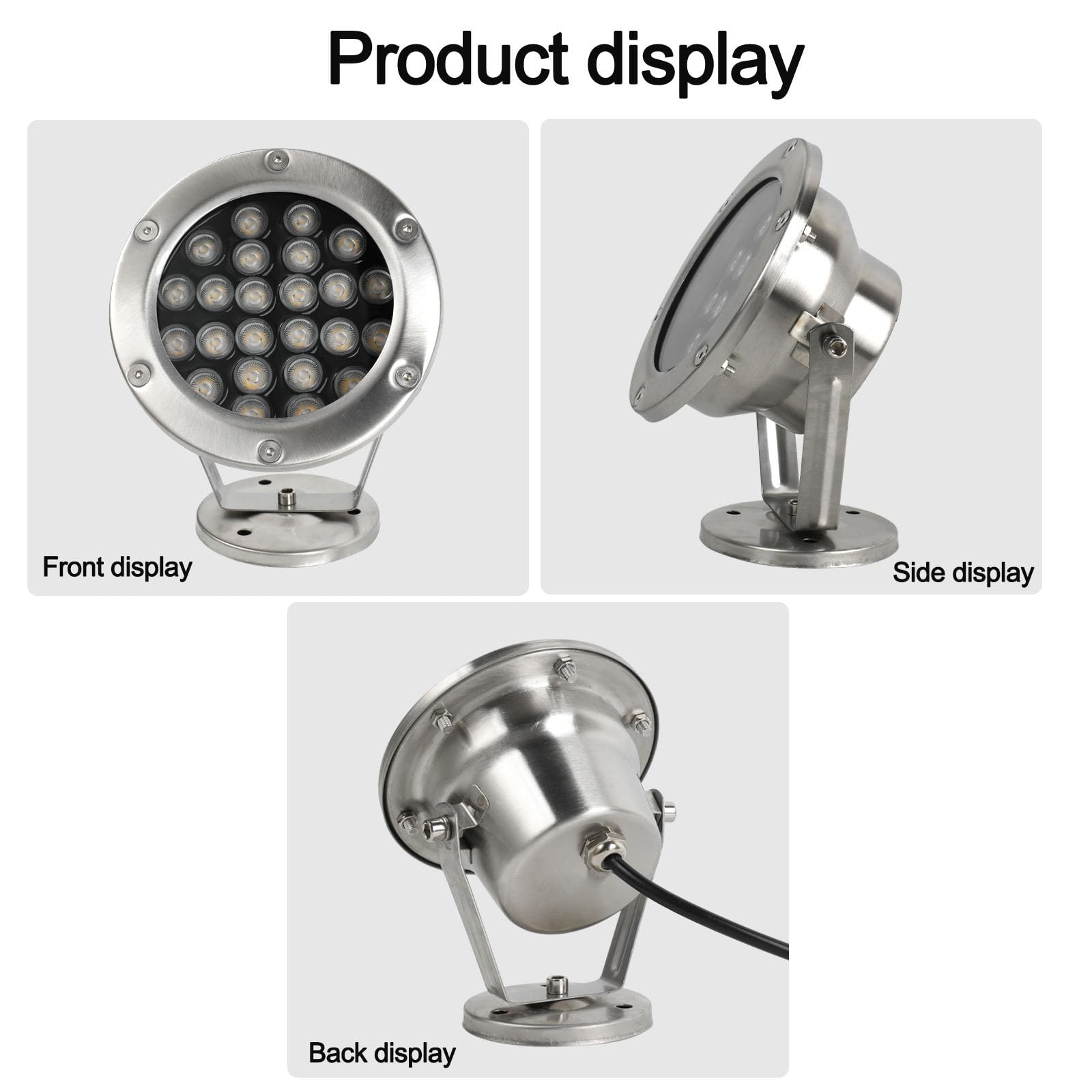 Lampa podwodna LED do basenu – oświetlenie zanurzalne, zewnętrzne wpuszczane punktowe, obrotowe ogrodowe 12 V, wodoodporna lampa RGB ze stali nierdzewnej IP68 do oczka wodnego(Red,9W)