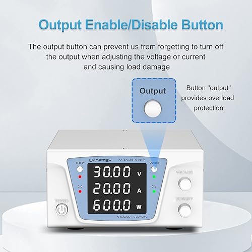 Miniatura 3 de Fuente de alimentación CC variable 60V 10A 600W, fuente de alimentación de banco con perillas de ajuste precisas del codificador, fuente de