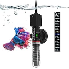PULACO 25W Small Aquarium Submersible Betta Heater with Free Thermometer Strip, Under 6 Gallon Fish Tanks (Preset Temperature 78℉)