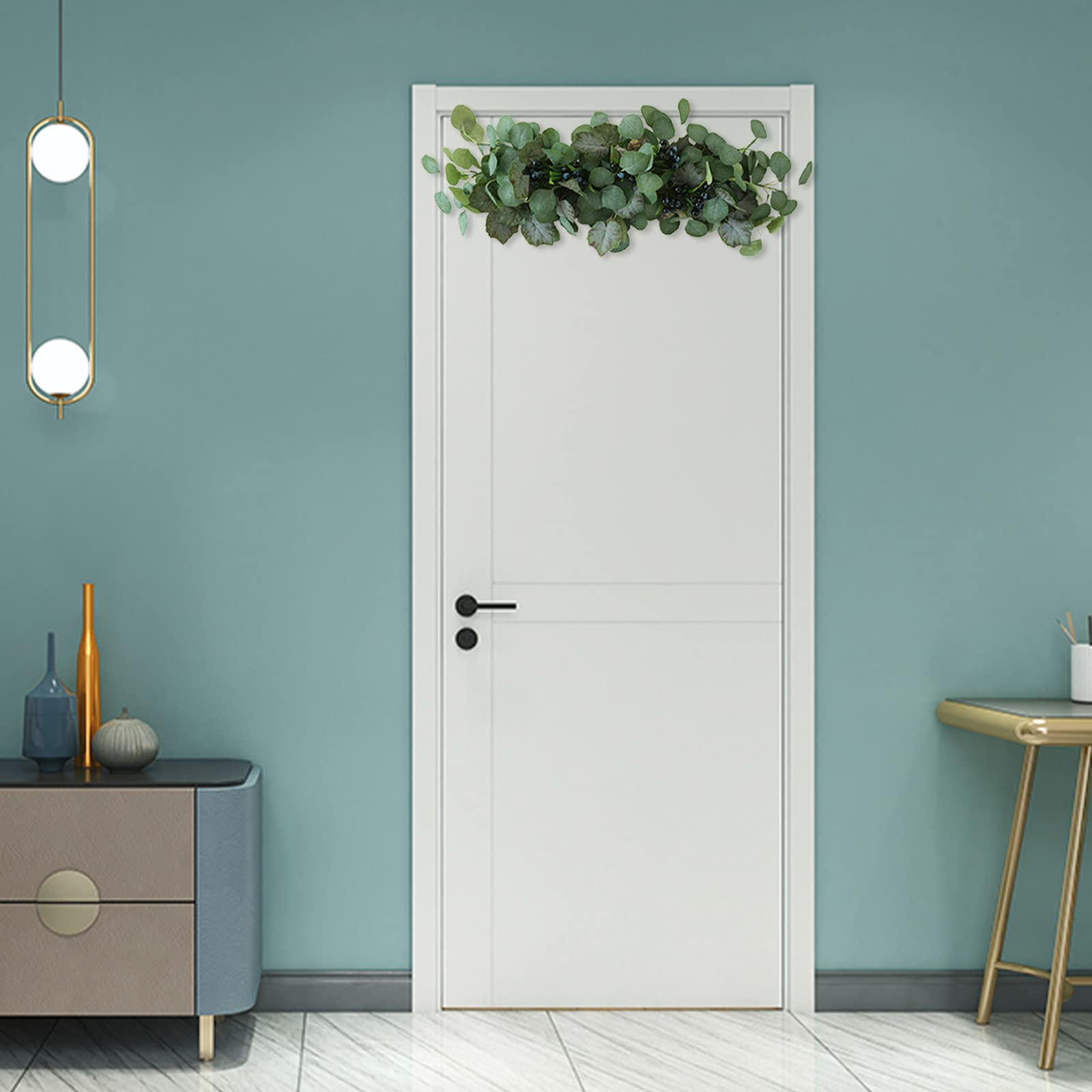Swag di Verde Artificiale Grandi Foglie di Eucalipto Artificiali Miste Swag Verde di Eucalipto con Bacche per la Decorazione della Porta della Parete di Nozze di Casa(#1)