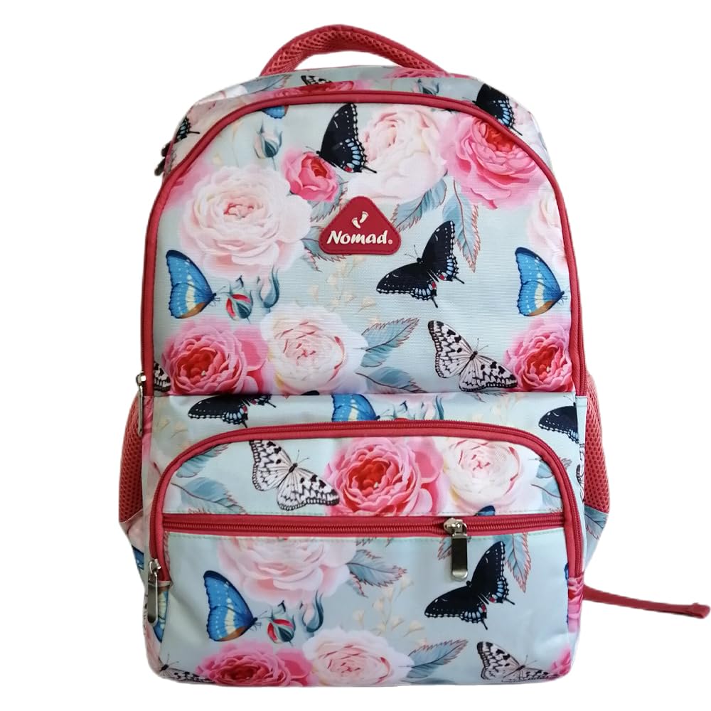 GenericNomad Kids Butterfly Backpack, 18 Inches, Waterproof, Durable, Lightweight, Rose Print