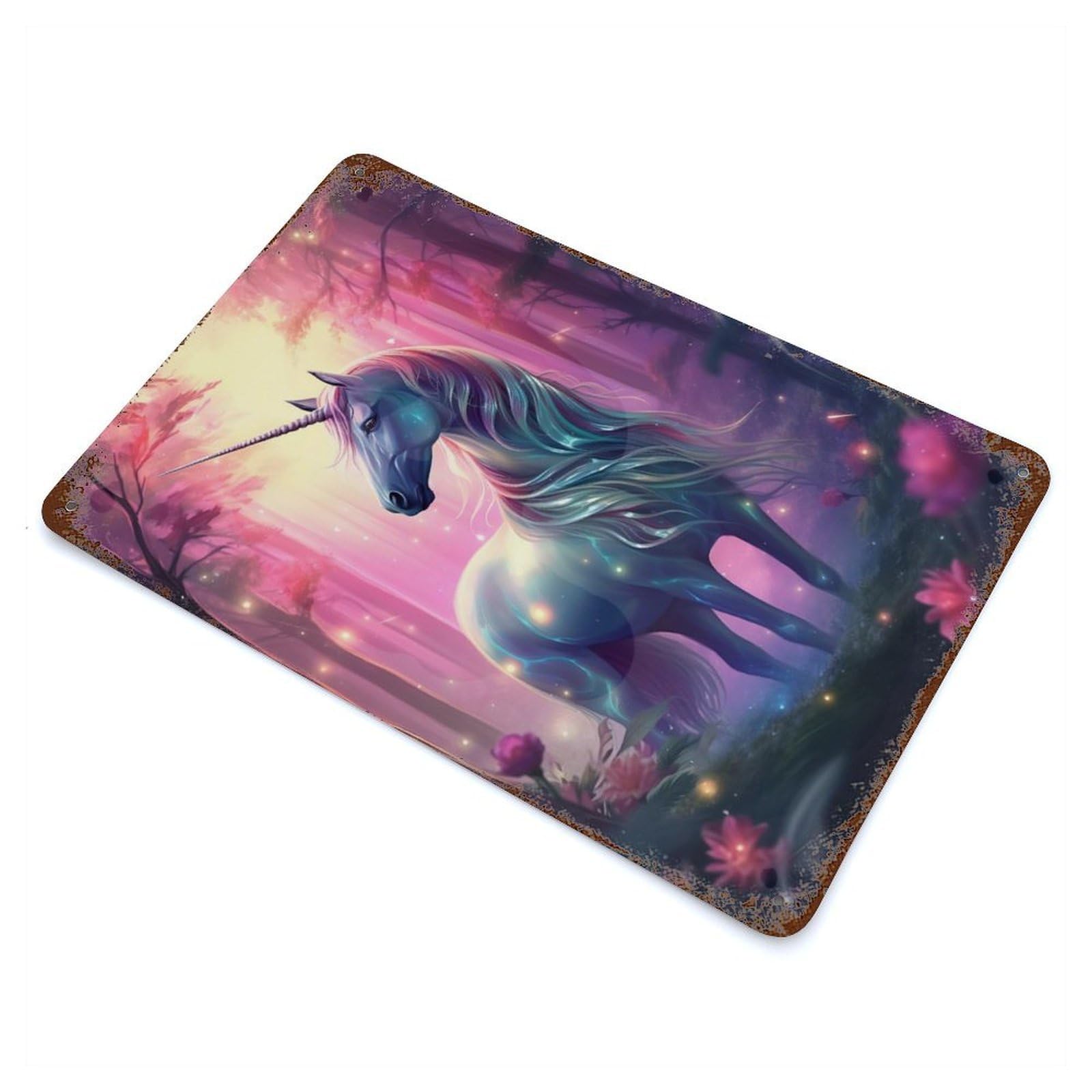 Decorative Tin Sign Fantasy Unicorn 11.8"x7.9", Decorative Metal Wall Art for Garage, Bar And Workshop Decor