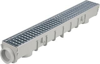 NDS Pro Series 5 in. Channel Drain Kit with Galvanized Steel Grates - Deep Profile for Hardscape Drainage & Flood Prevention
