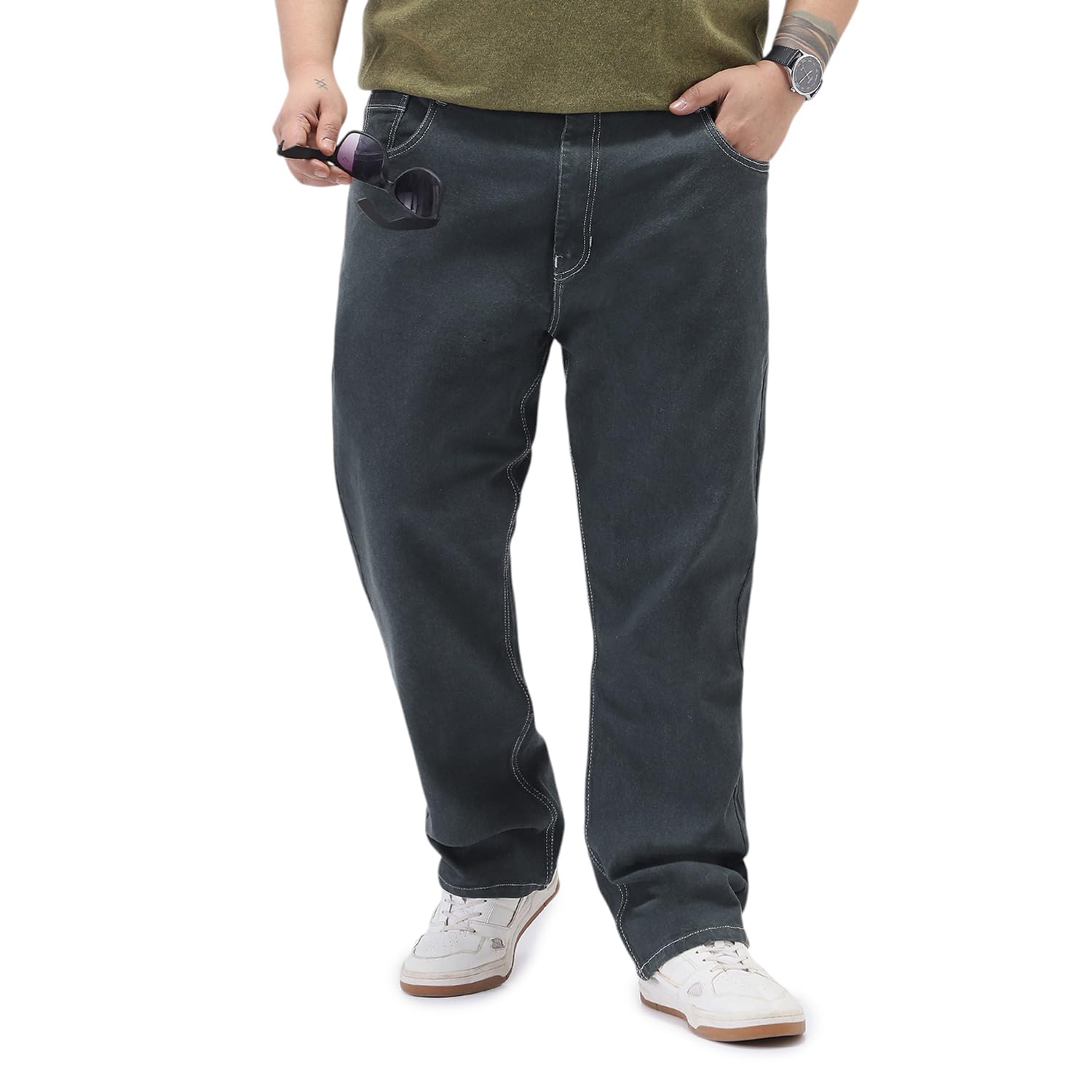 Men's Straight Fit Washed Jeans Stretchable-image-29