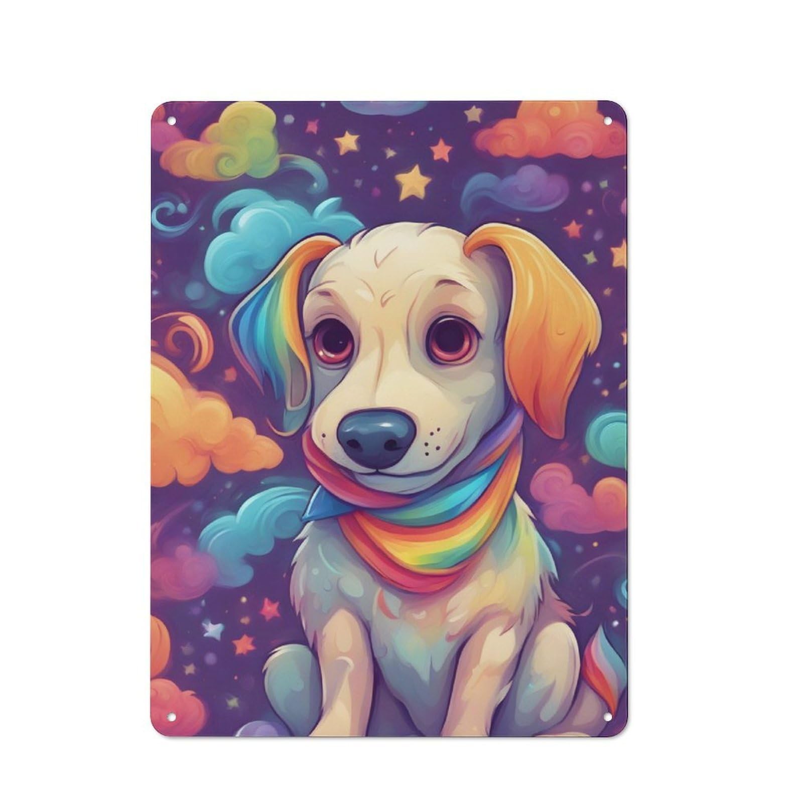 Junmoney Cute Puppy Rustic Metal Plaque 40X30cm For Lounge Or Reading Corner, For Home Office, Studio And Craft Room Walls