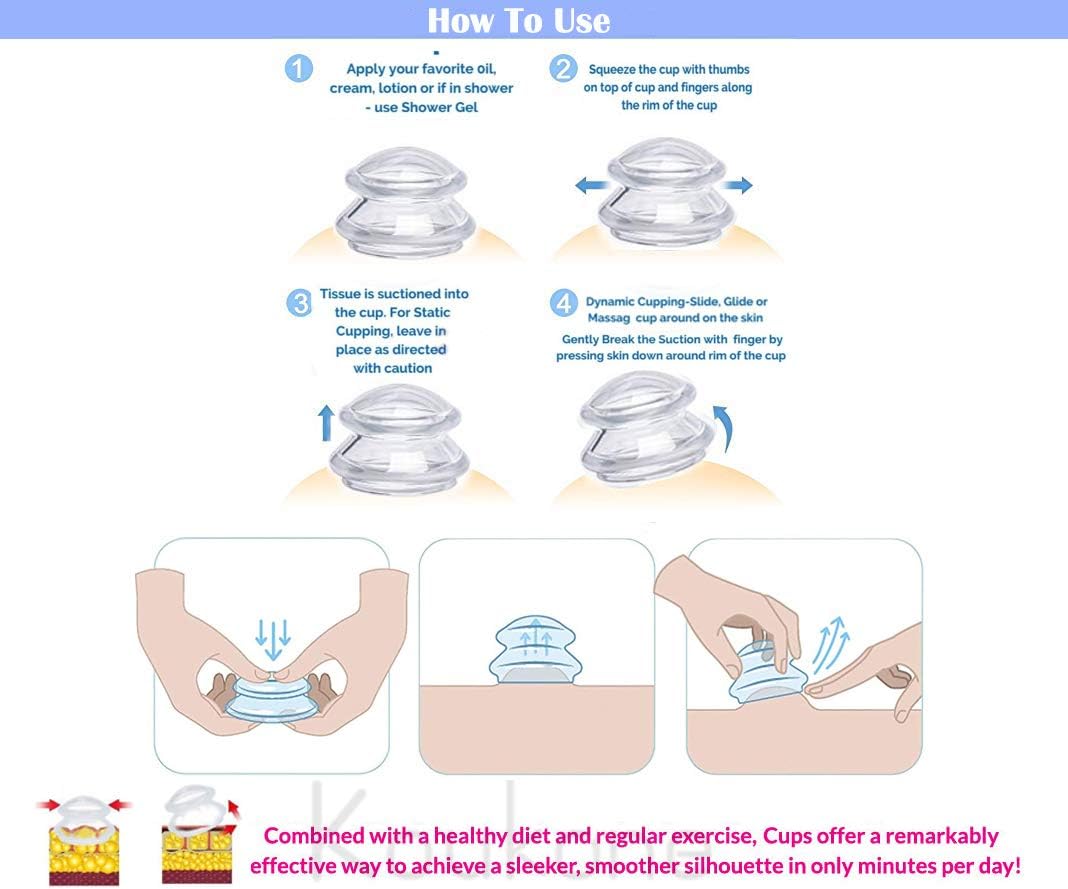 Professionals Silicone Cupping Therapy Sets Vacuum Suction Cups Self Care Kit For Body Massage Celulitis Treatment Scar Tissue Muscle Joint Neck Back Pain Relief Cellulite Remover Massager Big Large