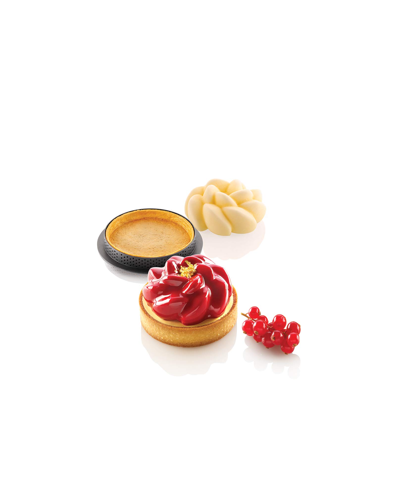 Silikomart Moule en silicone pour gâteaux – Kit Tarte Ring Fleur Ø 80 – Accessoires professionnels pour cuisine et pâtisserie – emporte-pièces pour gâteaux four