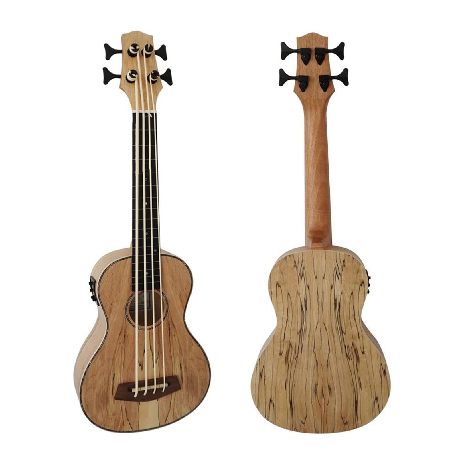 Ukelele Bajo Eléctrico De 30 Pulgadas, Cuerpo De Arce Spalted, Ukelele De 4 Cuerdas Con Bolsa Acolchada Ukelele Starter Kit