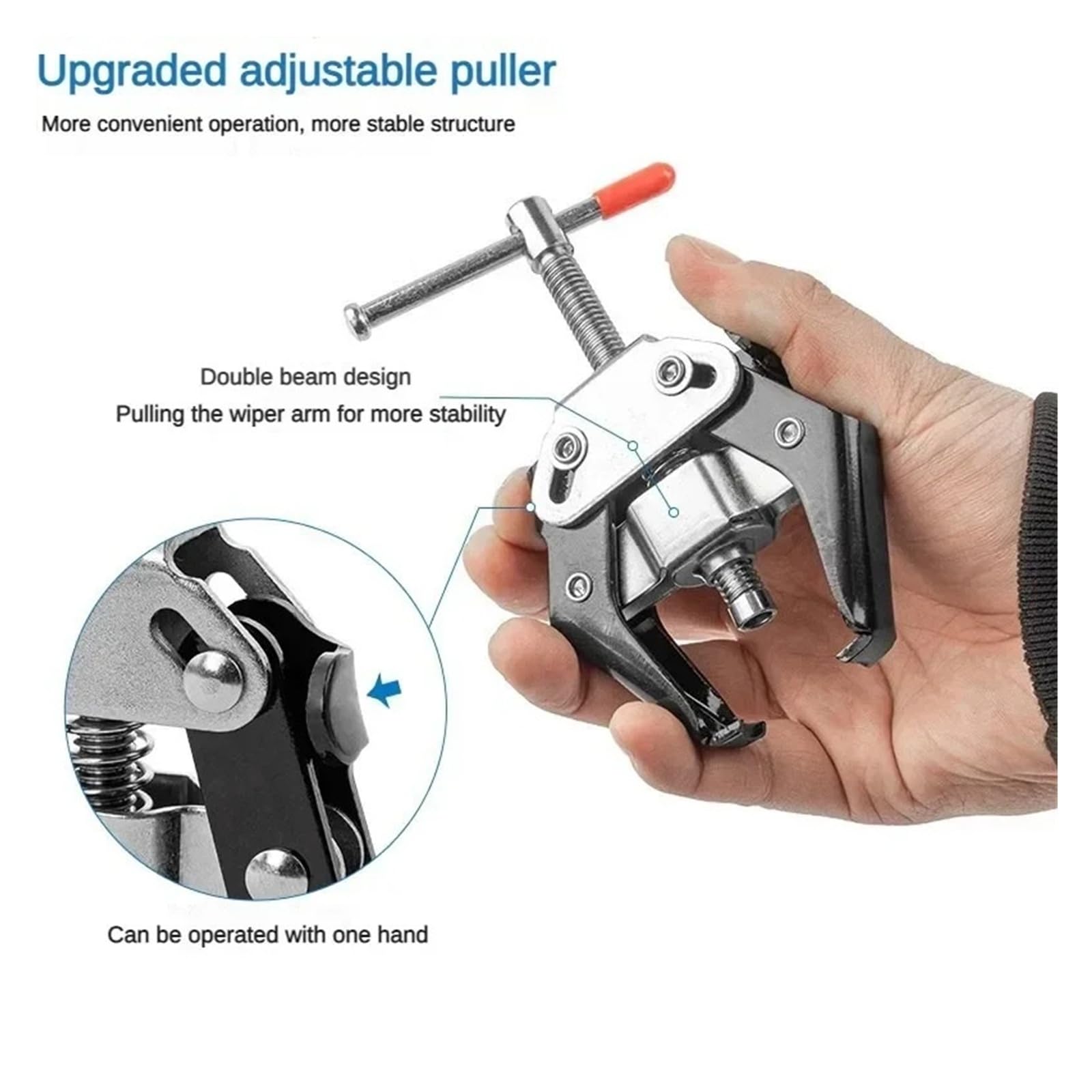 Estrattore per braccio tergicristallo, 3 in 1 resistente estrattore di terminali batteria auto e cuscinetto alternatore con ganascia regolabile (6-28 mm) per riparazione parabrezza e