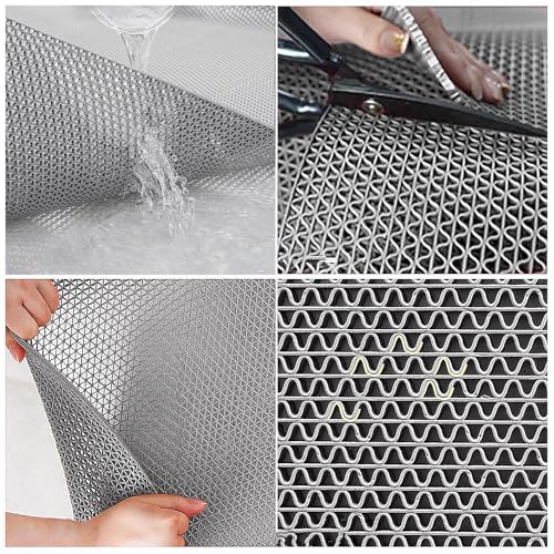 商業用滑り止め排水フロアマット 厚さ6mm、高耐久PVCメッシュ中空フロアマット、スイミングプール、レストラン、バスルーム、屋内屋外ウェットエリア用(90x300cm) [3]