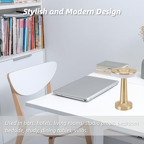 Miniatura 6 de LED portátil, control táctil, lámpara de escritorio de atenuación continua con 3 niveles de temperatura de color recargable, luz nocturna retro,