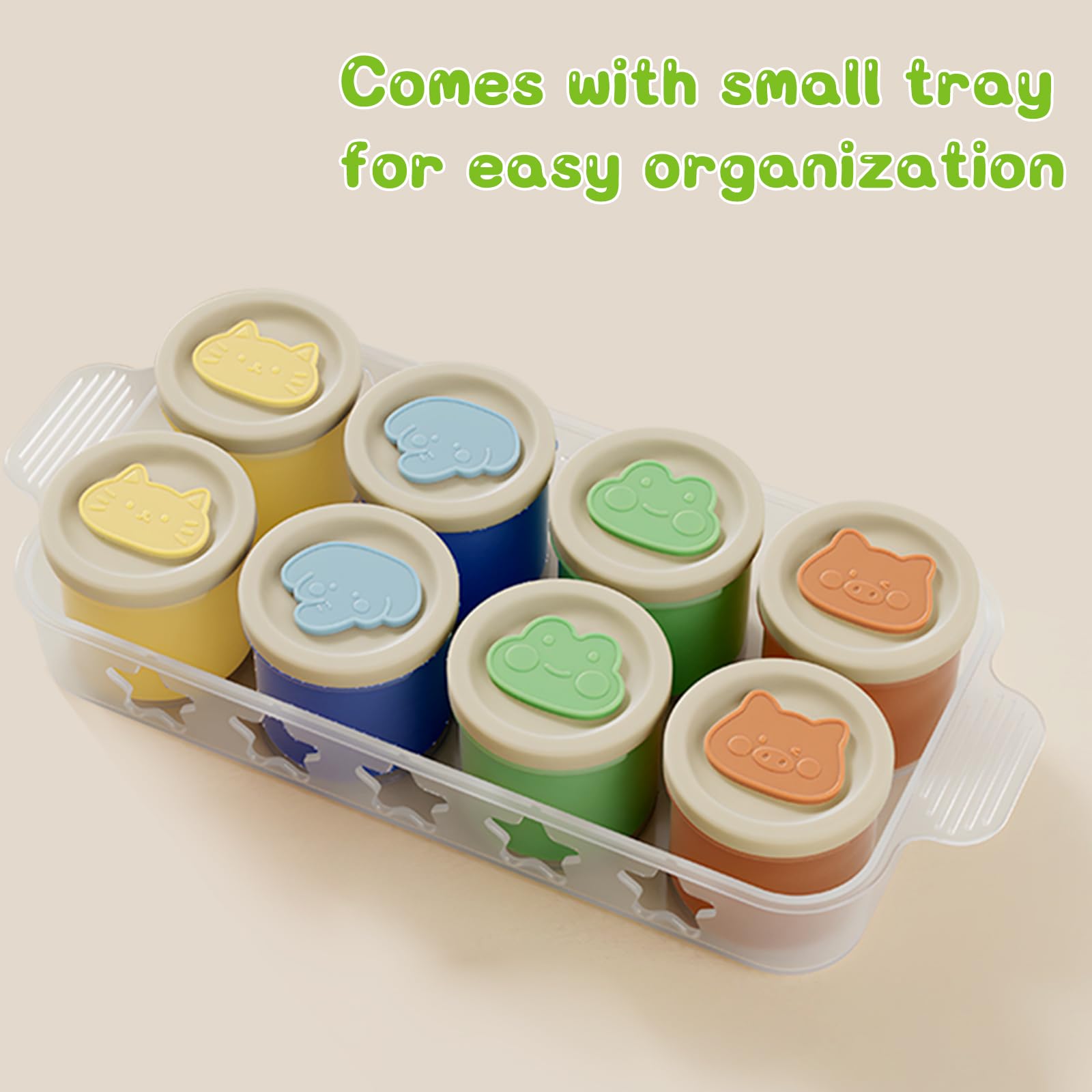 Silicone Baby Food Containers with Airtight Lids,8 Pack Baby Puree Containers Food Freezer Containers,2 oz Baby Food Snack Jar with Tray Microwave,Dishwasher & Freezer Safe