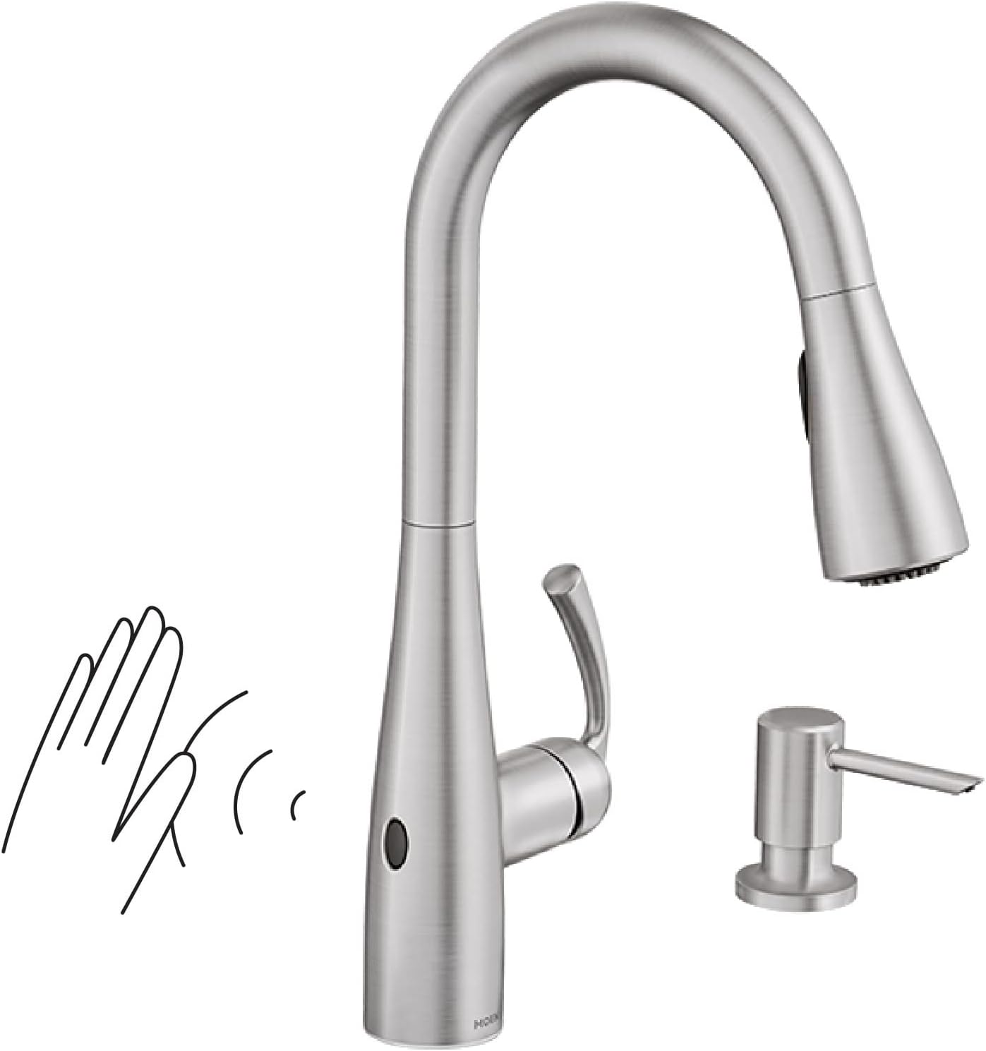 Moen Essie Spot Resist Stainless MotionSense Wave One-Handle Touchless Kitchen Faucet with Pulldown Sprayer