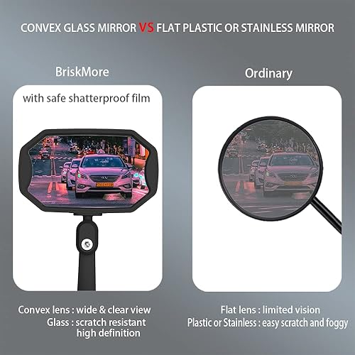 Miniatura 4 de Espejos de bicicleta con extremo de barra, lente de cristal azul convexo de alta definición para manillar de bicicleta eléctrica, resistente a los