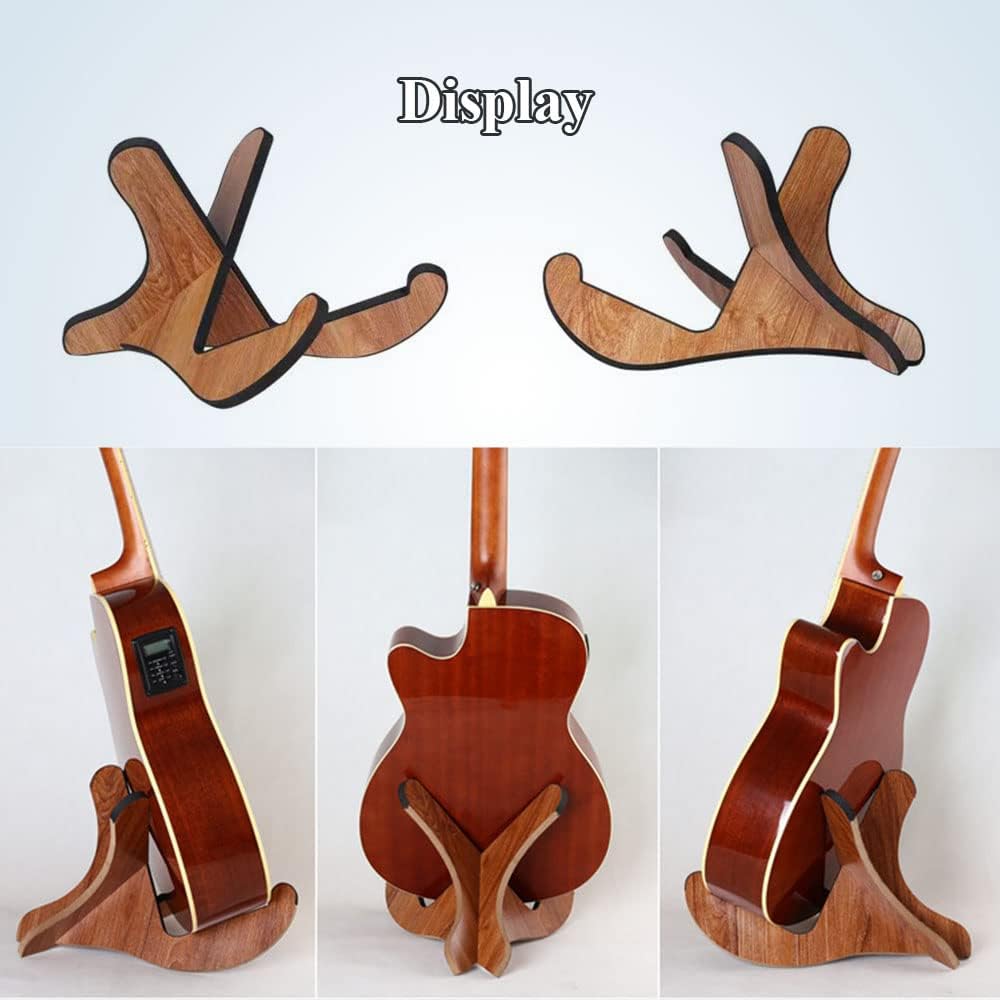 Coret Universal Portable Wooden Guitar Stand, Acoustic and Classical Guitar Stand,Portable Guitar Stand Holder, with Non Slip EVA Padding