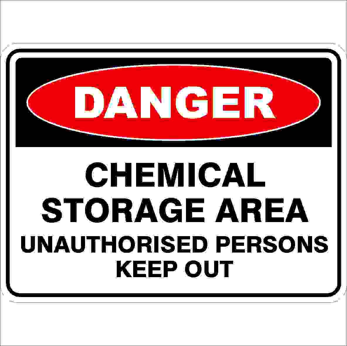 Chemical Storage Area Unauthorised Persons Keep Out Danger Signs Metal Tin Sign 8 x 12 inch for Industrial & Commercial