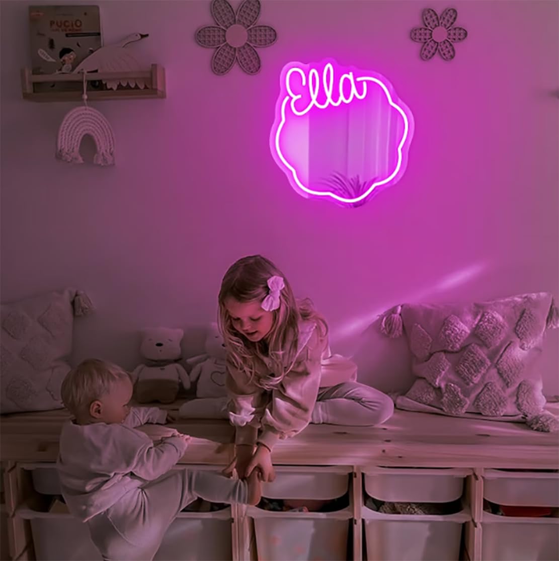 Ulalaza LED Acrylic Mirror Neon Light Heart/Cat/Letter/Wavy Wiggle Shape Witch's Mirror Gothic Wall Decor Romantic Various-shape Cute for Bedroom Decor Home Studio Dorm Room Wedding