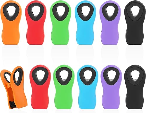 Paquete de 12 clips magnéticos para bolsas, clips para bolsas de alimentos para paquetes de alimentos, clips de cocina con imán para refrigerador,