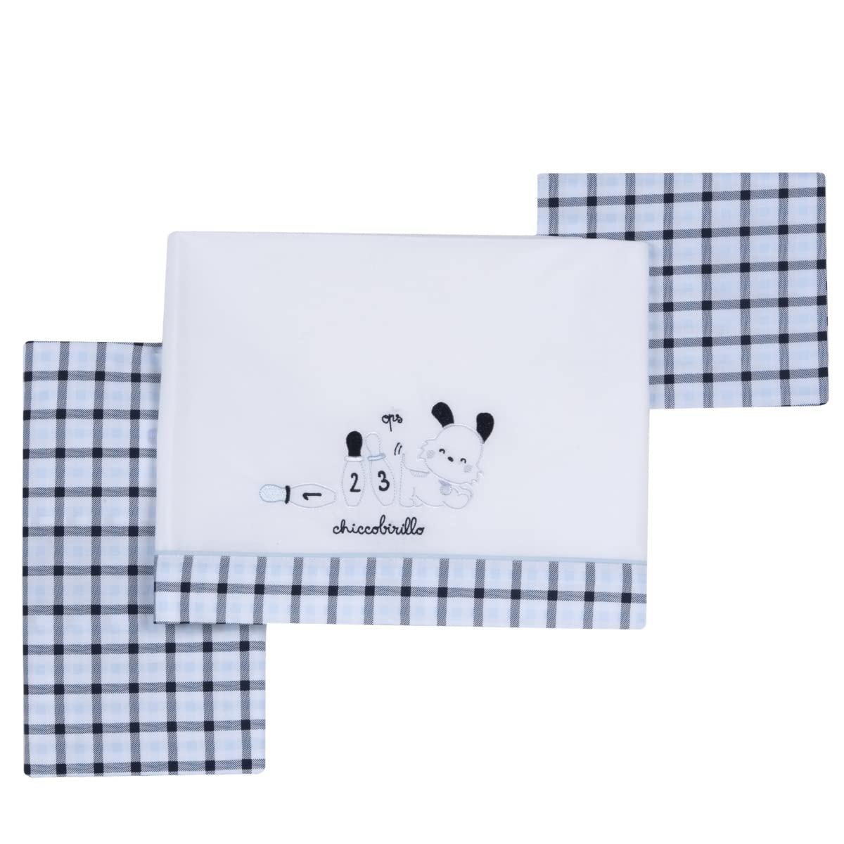 Draps Chicco bébé en coton doux blanc et bleu contre les irritations
