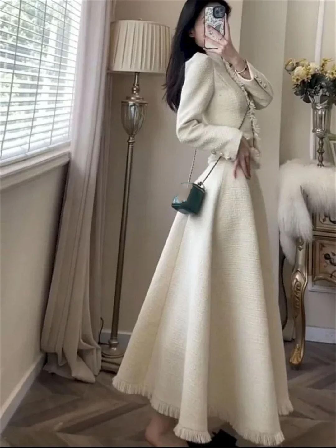 Women Fashion Korean Outfits Slim Fit Long Sleeve Blazer High Waist Pencil Skirt Two Piece