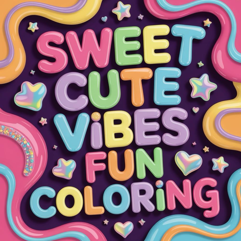 Sweet Cute Vibes Fun Coloring: cute coloring book for kids, coloring book for adults, kawaii coloring book, Coloring Book for Adults and Kids, Bold ... coloring fun, easy coloring for beginners