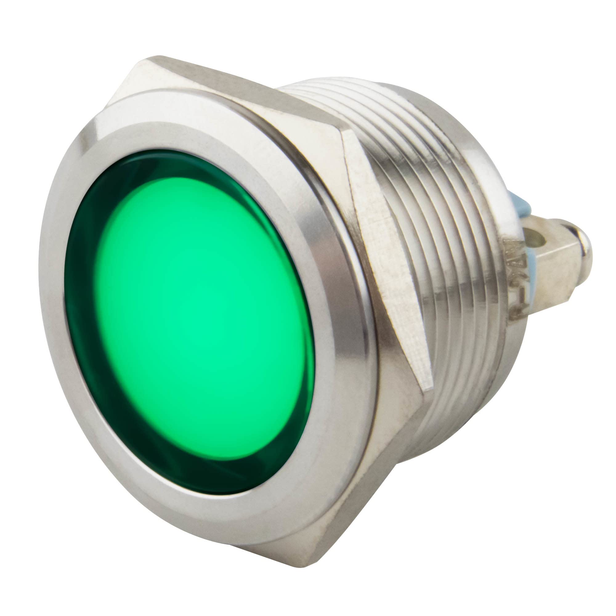SeKi Spia di controllo LED da 22 mm, verde, 6 – 24 V, in acciaio inox V2A, indicatore luminoso di direzione, indicatore di funzionamento