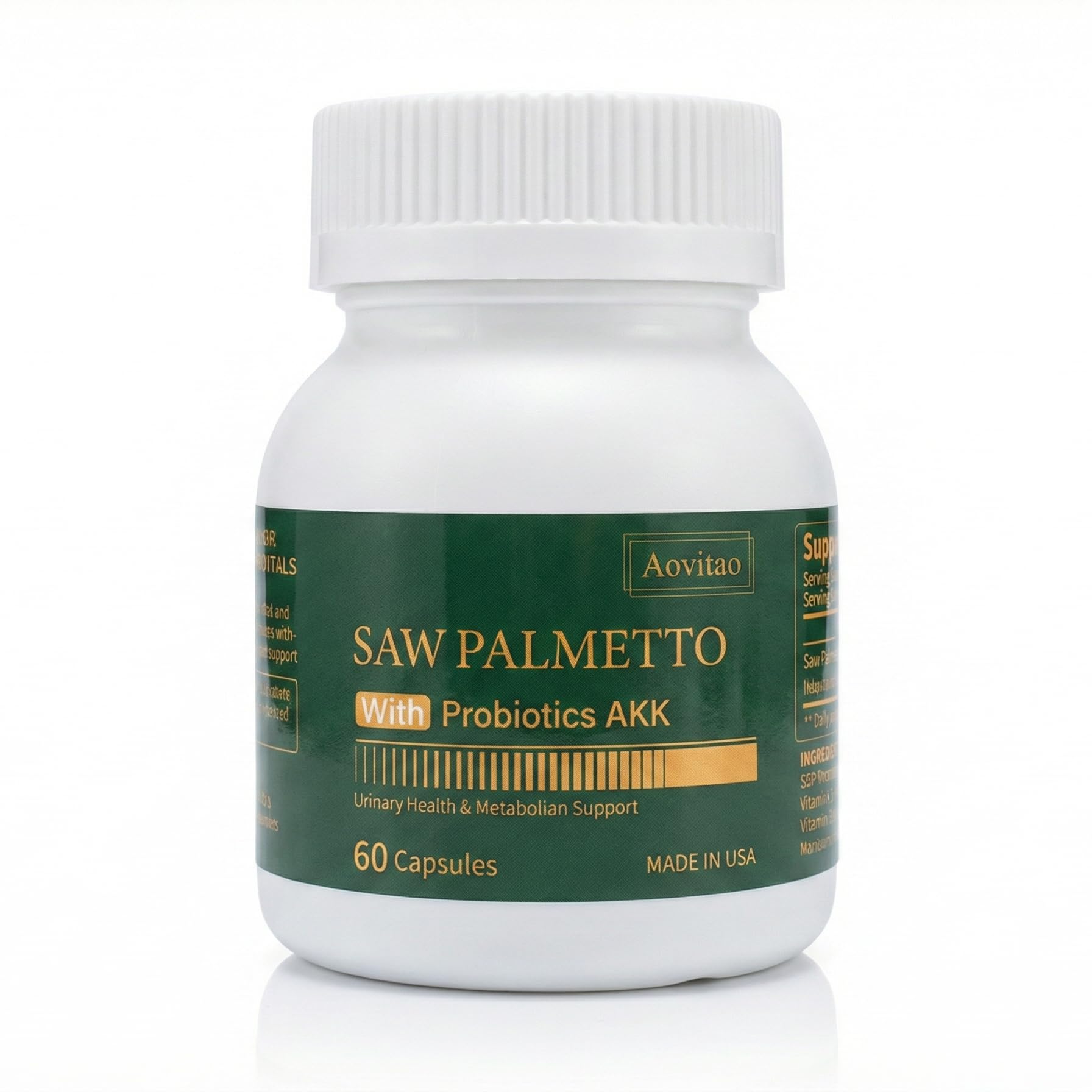 Saw Palmetto Extract with AKK Probiotics Supplement for Urinary Health Metabolism Support Unflavored 60 Count (Pack of 1)