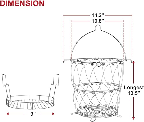 Miniatura 2 de Cesta para freidora de pavo y cesta de litera para Char-Broil sin aceite, accesorios grandes y fáciles, cestas de asador de aves de corral,