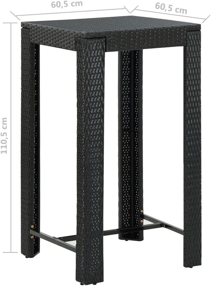 vidaXL Patio Bar Set 5 Piece, Bistro Set for Outdoor Porch Yard, Bar Stool with Cushions, Bistro Table, Farmhouse Modern Style, Poly Rattan Black