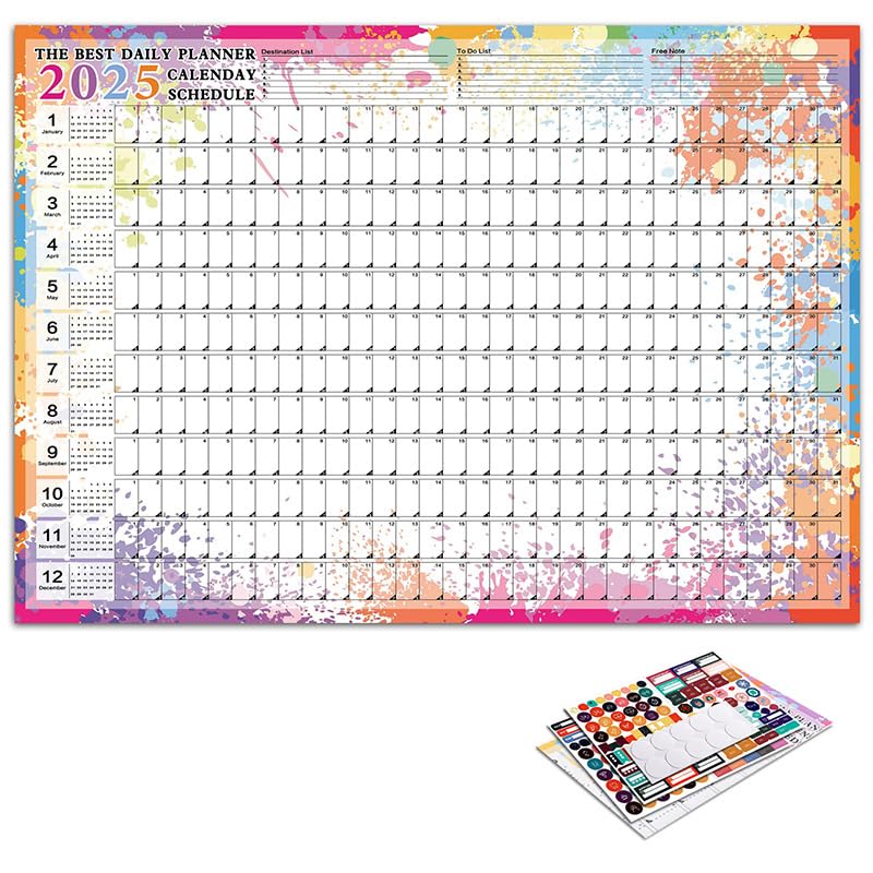 Coolchic2025 Yearly Wall Calendar, Calendar Planner,Annual Year Wall Calendar with Stickers,Thick Paper