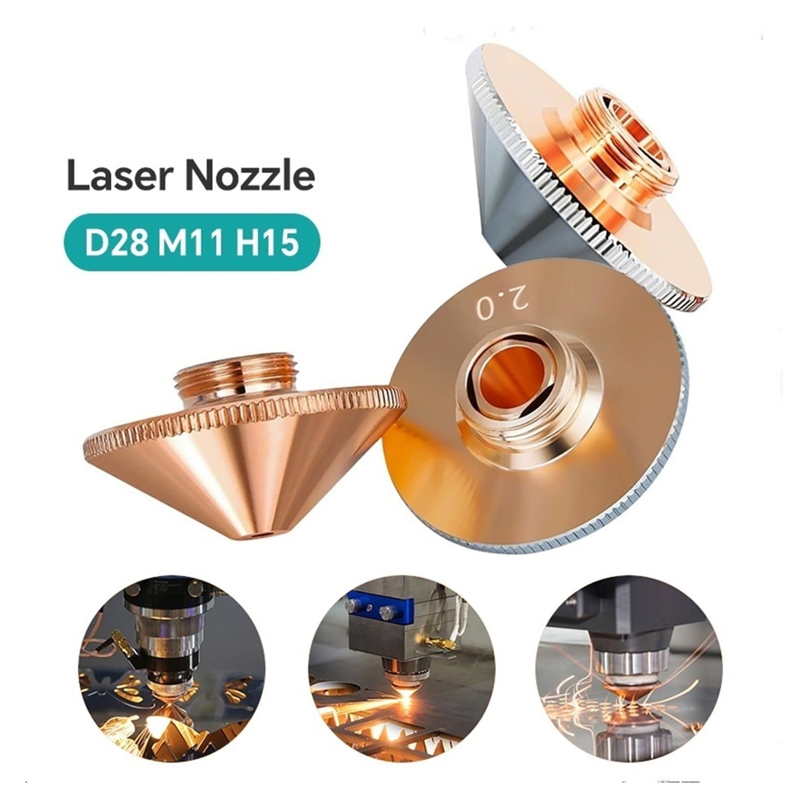 dysza do cięcia laserowego, Dysze laserowe światłowodowe 1,2 .5 .0 3. Pojedyncze podwójne do dysz laserowych maszyn tnących(Typea 28mm Chrome-1pcs,4.0mm)