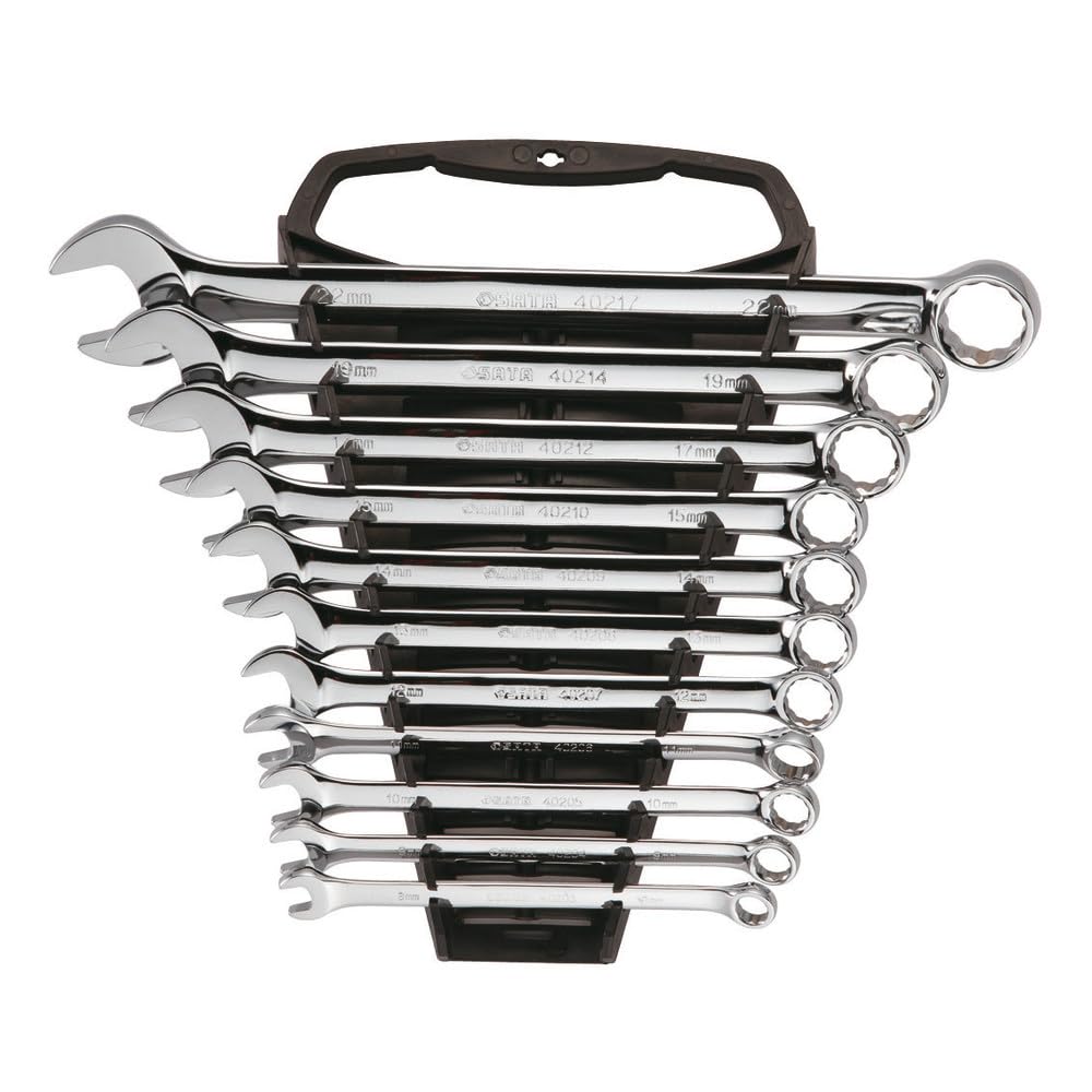 11-Piece Metric Combination Wrench Set with Rack, Full-Polished Chrome, 8mm to 22mm - ST09022SJ