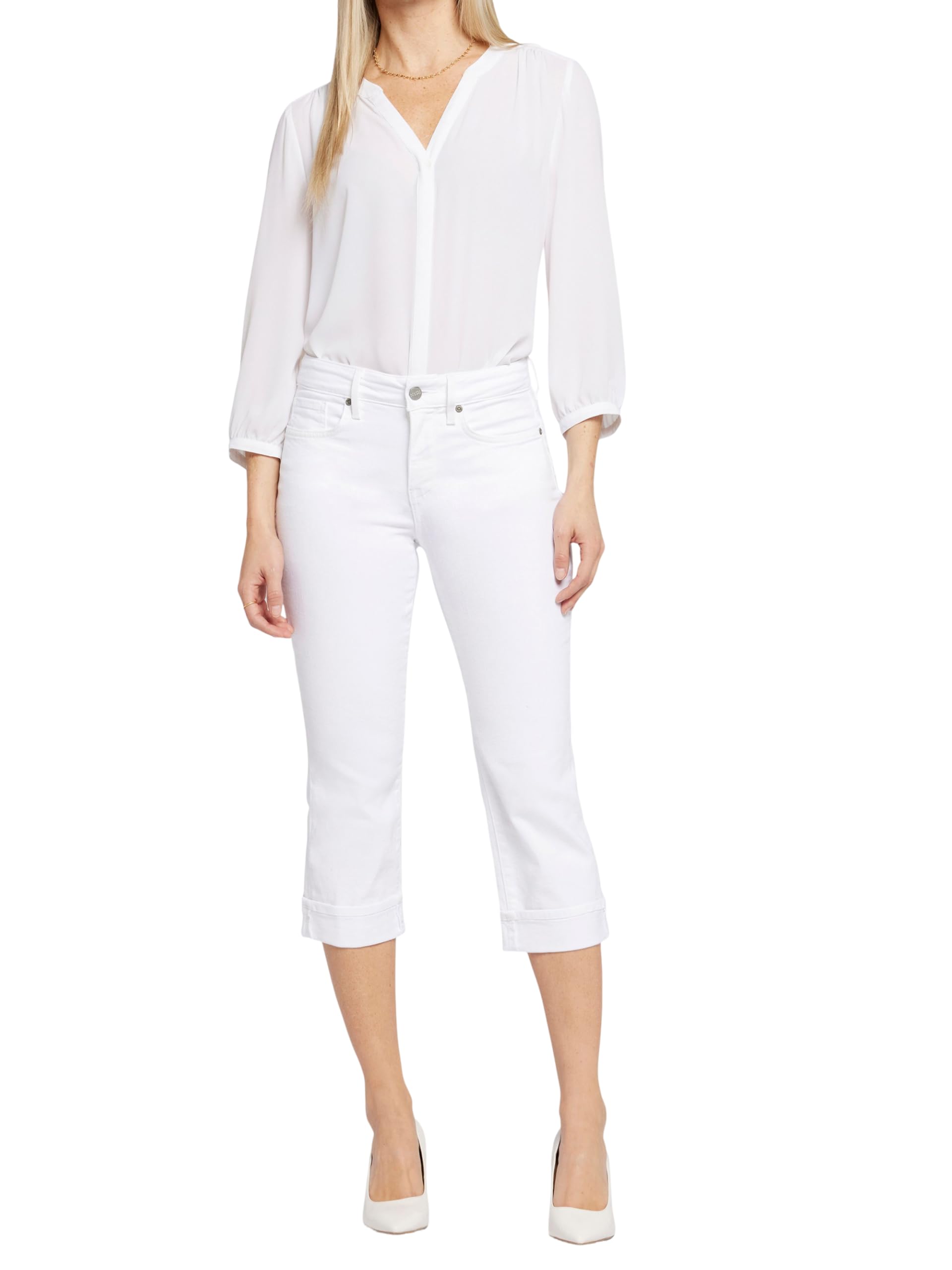 NYDJ Women's Marilyn Crop Cuff Jean, Optic White, 10