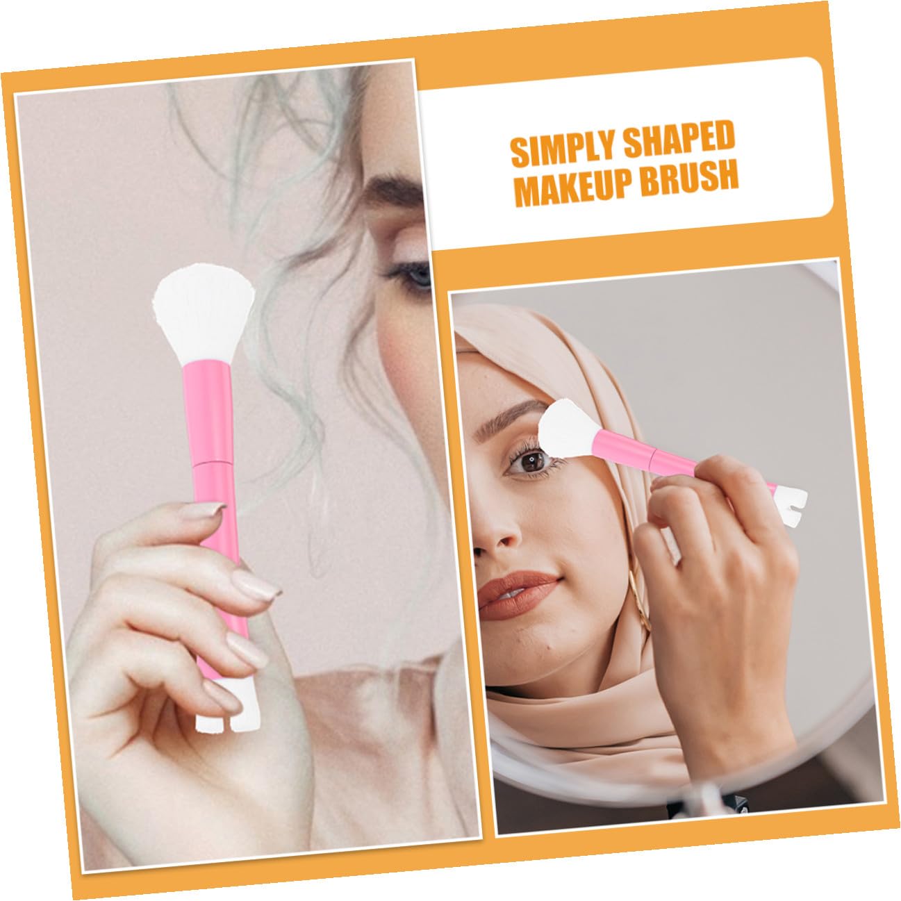2pcs Dual-ended U-shaped Nose Contour and Powder Brush for Women, Portable Pink Makeup Brush Set with Highlighter and Concealer Applicator, for Precision Face Contouring and Travel