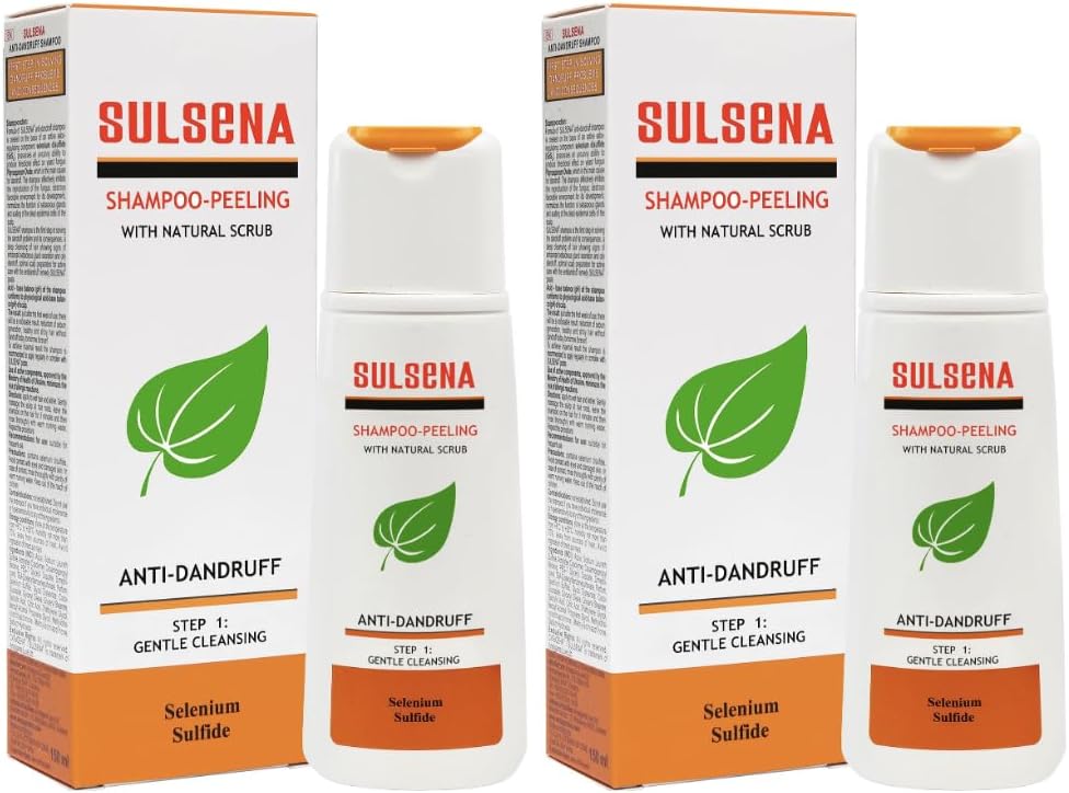 2 x SULSENA ANTI-DANDRUFF SHAMPOO 2 in 1- SOOTHING CALMING DEEP CLEANING EFFECTIVE ANTI DANDRUFF Shampoo with Selenium Sulfide and Natural SENSOCEL Scrub for Any Hair Type for MAN and WOMAN 150
