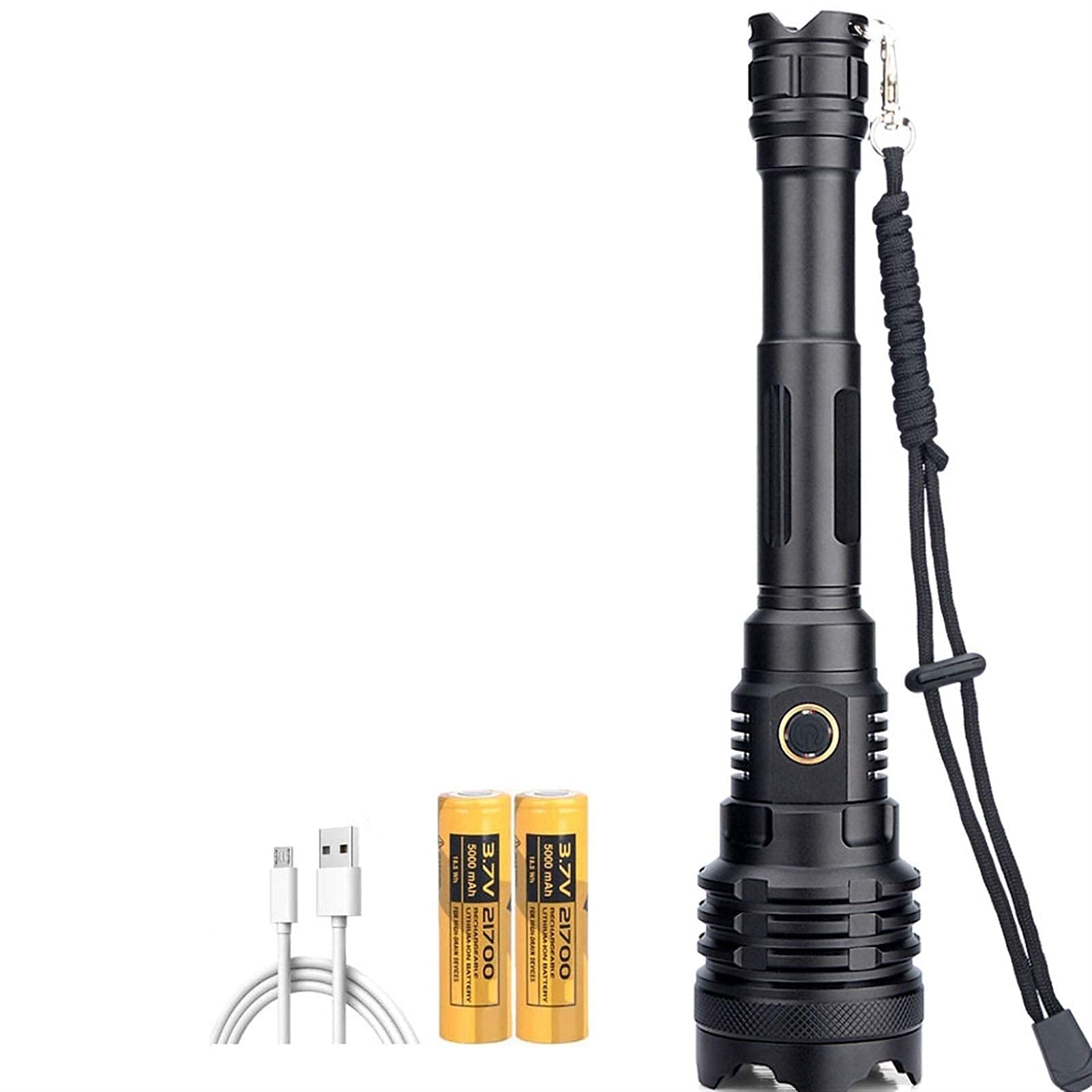 XHP110 Strong Light Aluminum Flashlight 21700 Battery 10000mah Rechargeable XHP LED Flashlight Tactical Waterproof Flashlight USB Zoom 28cm X 6cm X 3.2 cm (Including Battery) YUG