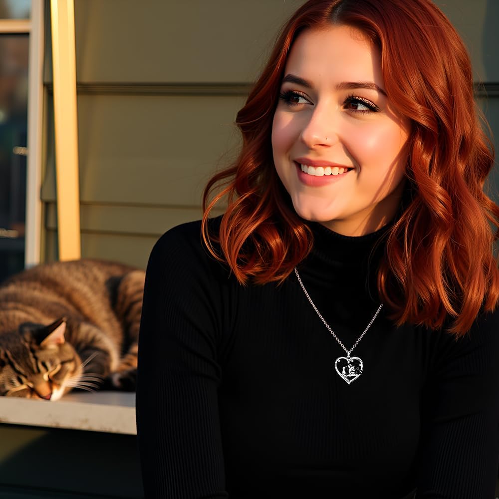 Black Cat Necklace for Women Sterling Silver Cat Necklaces Heart Jewelry Charm Elegant Pendant Gifts Adjustable - Image 4