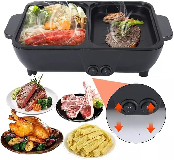 Olla Eléctrica Parrilla 2 en 1, Hot Pot con Parrilla, Barbacoa, Sin Humo miniatura 2