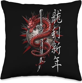 Spiral Original - Oriental Dragon - Gothic Dragon Throw Pillow