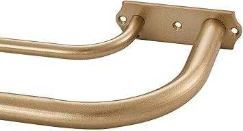 Antique Gold Double Curtain Rods, Double Curtain Rods 28-48 Inch, Wrap Around Double Window Rods Room Darkening Curtain Rods,