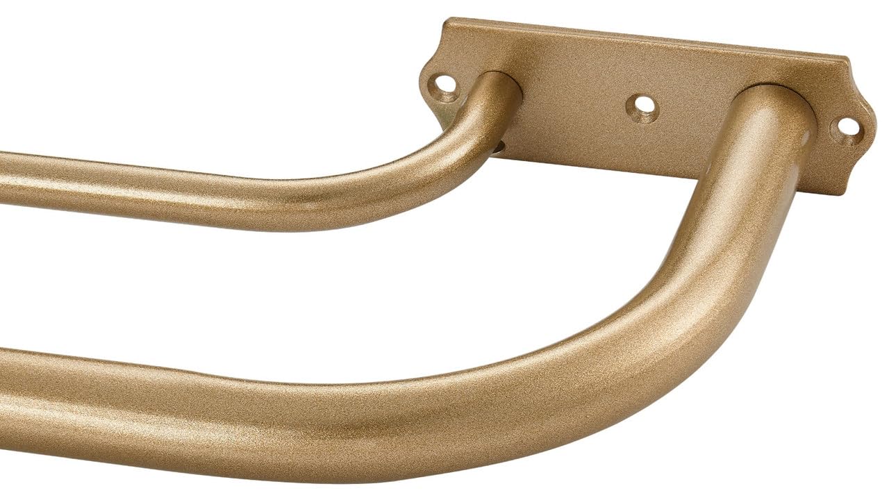 Antique Gold Double Curtain Rods for Window, Double Curtain Rods 84-120 Inches, Wrap Around Design, Room Darkening Double Curtain Rods, Adjustable 1-Inch Front and 5/8 Inch Back Double Drapery Rods