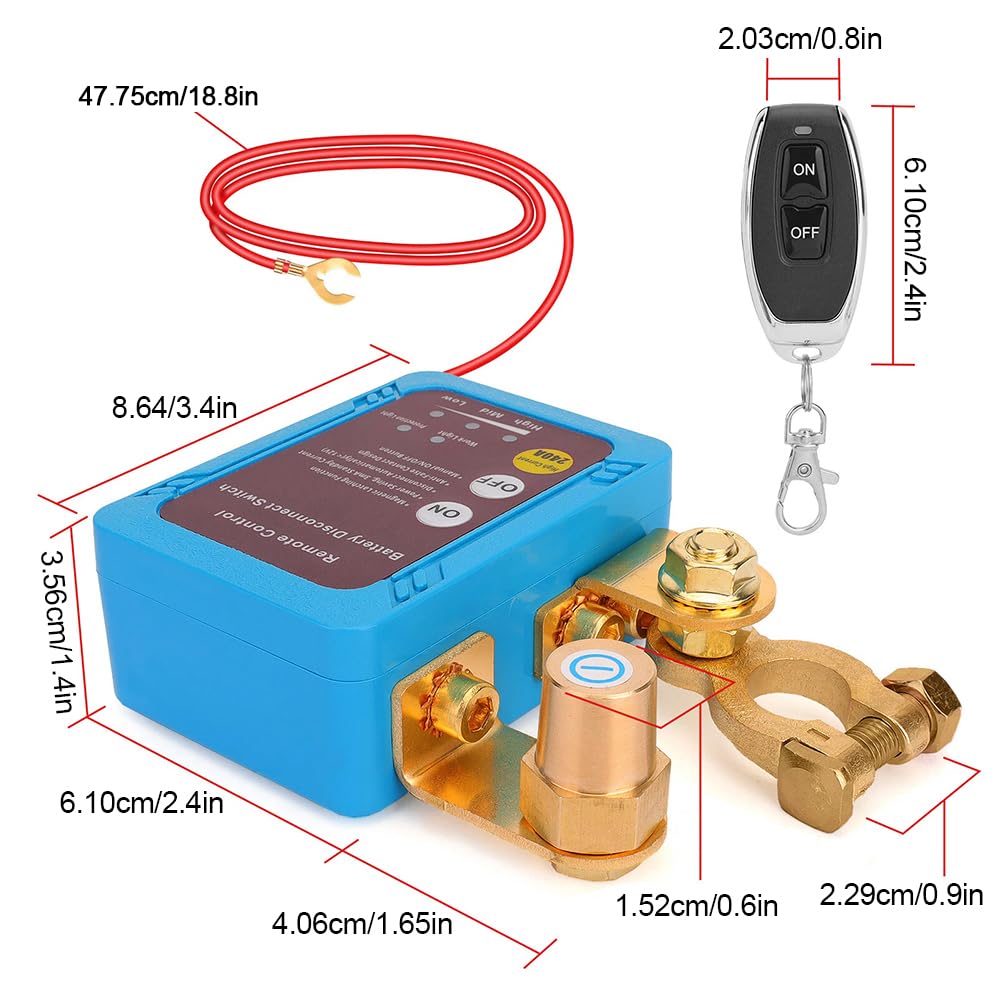 Battery Disconnect Switch 12V 240A, Car Battery Disconnect Relay Wear Resist Automatic Power Shut Off Switch Low Voltage Protect Master Cut-Off Switch for Boats RVs Trailers Motorcycles