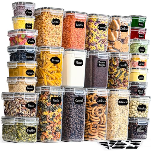 GoMaihe Vorratsdosen 28 Set, Aufbewahrungsbox Küche Organizer, Luftdicht Vorratsbehälter Plastik mit Deckel, Vorratsdose für Müsli Mehl Kaffeebohnen Cornflakes Aufbewahrung, 2L 1.4L 0.8L 0.32L 0.06L GoMaihe Vorratsdosen 28 Set, Aufbewahrungsbox Küche Organizer, Luftdicht Vorratsbehälter Plastik mit Deckel, Vorratsdose für Müsli Mehl Kaffeebohnen Cornflakes Aufbewahrung, 2L 1.4L 0.8L 0.32L 0.06L