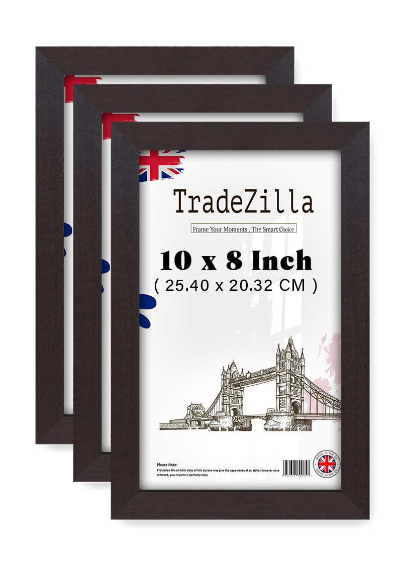 TradeZilla pack of 3 Durable (25.40 x 20.32 CM) Mahogany MDF Wood Frame 8 x 10 Perfect for Family Photos,Gifts,Weddings,Birthdays 0' 10" x 0' 8" - [ Mahogany ]