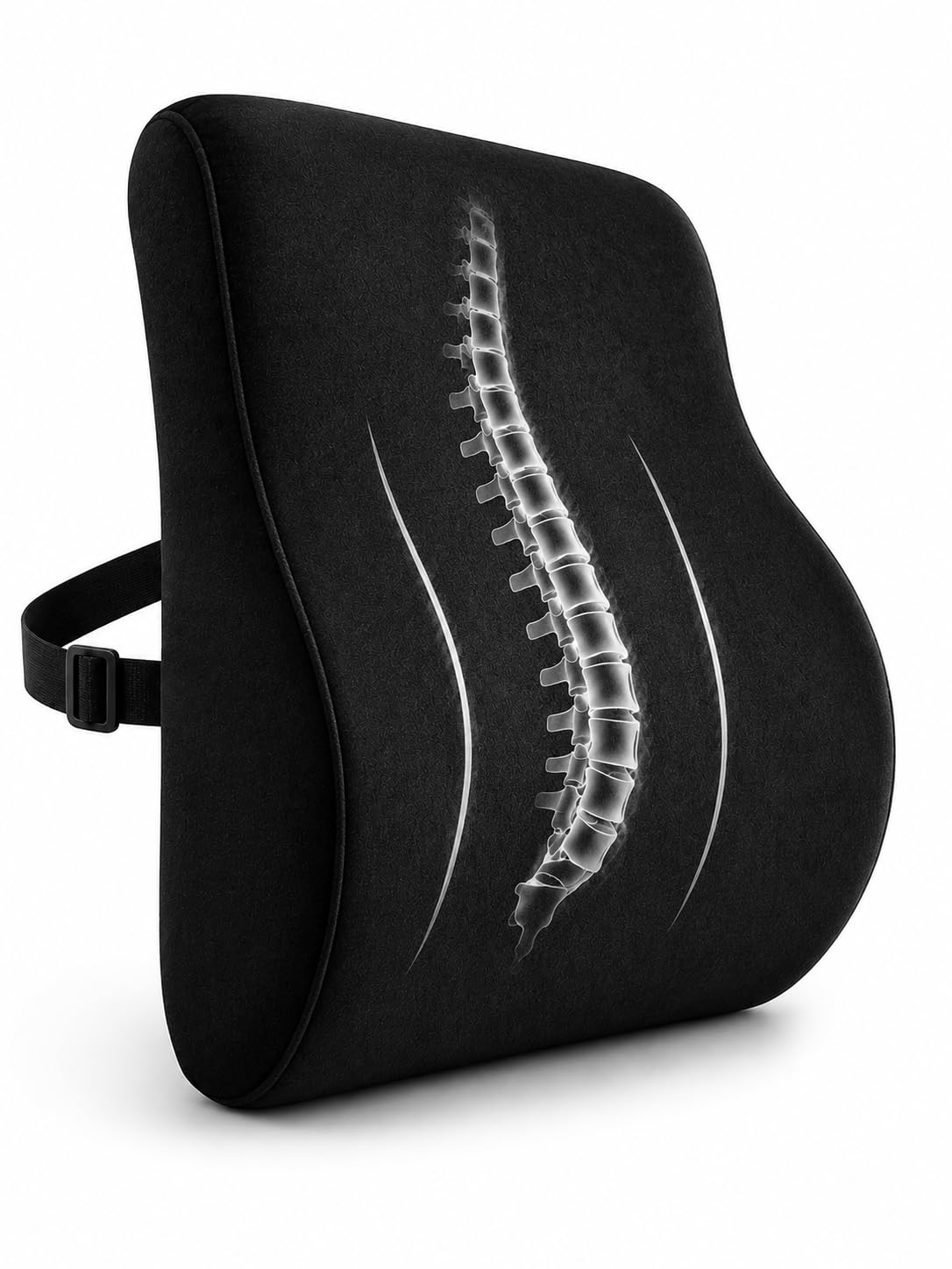 Ergonomic Lumbar Support Cushion for Office Chair & Car Seat | Back Support for Back Pain Relief | Breathable Air Mesh | Adjustable Strap (Black)-picture-30