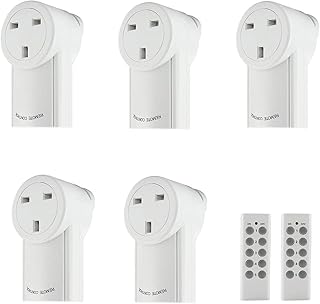 Wireless Remote Control Sockets, Vlio Home Programmable Electrical Outlet Switch Plug for Lights, Power Strips, Household Appliances, up to 30m/100ft Operating Range, 5 Pack