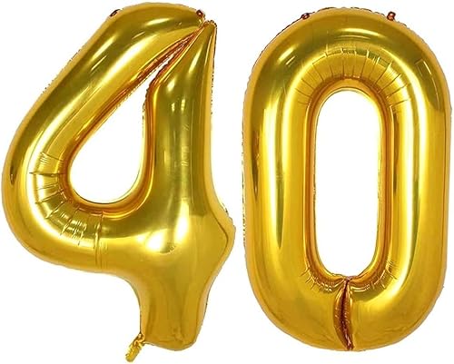 Decoraciones de cumpleaños de 40 pulgadas, globos de 40 pulgadas, globos de aluminio gigantes para fiesta de cumpleaños, número gigante
